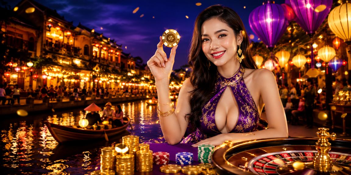 Người dùng Hội An xem kết quả cá cược trực tuyến dưới ánh đèn lồng về đêm